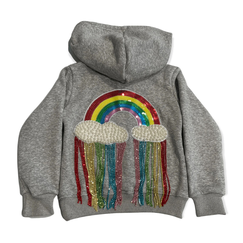 Tween/Adult Sweatshirt | Crystal Rainbow Rain Hoodie | Lola and the Boys