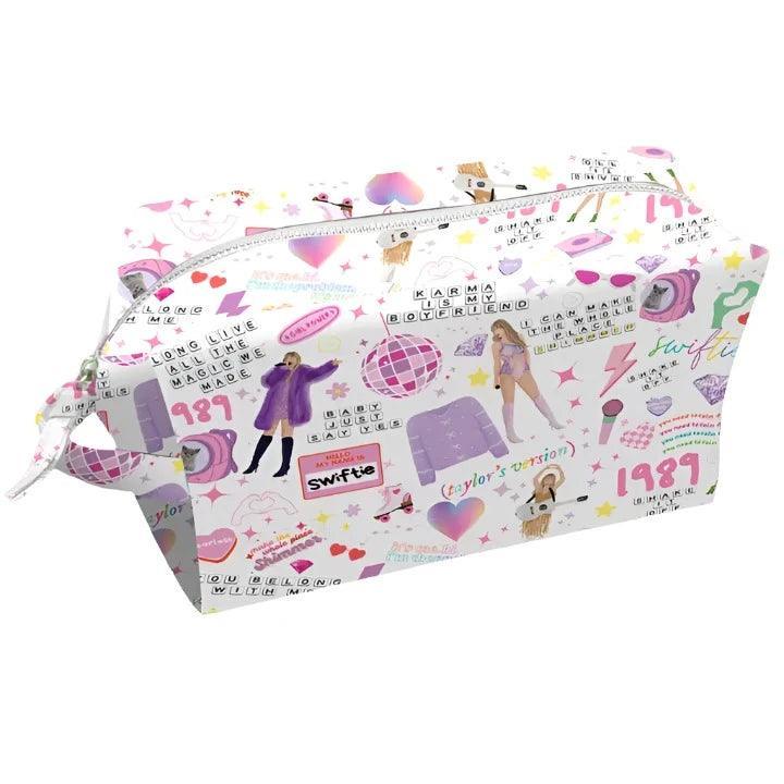 Taylor Swift all over print on loaf shape cosmetic style bag. Perfect school supplies or make up