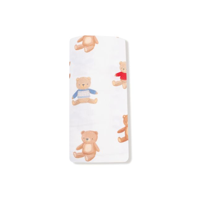 teddy bear swaddle rolled into the size it is sold in. 