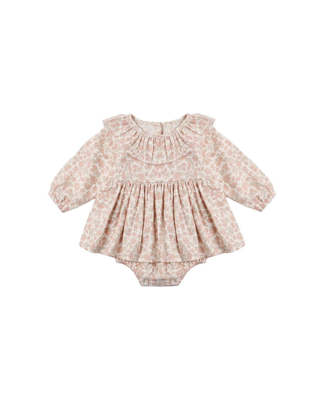 Floral baby outfit with long sleeves on a white background