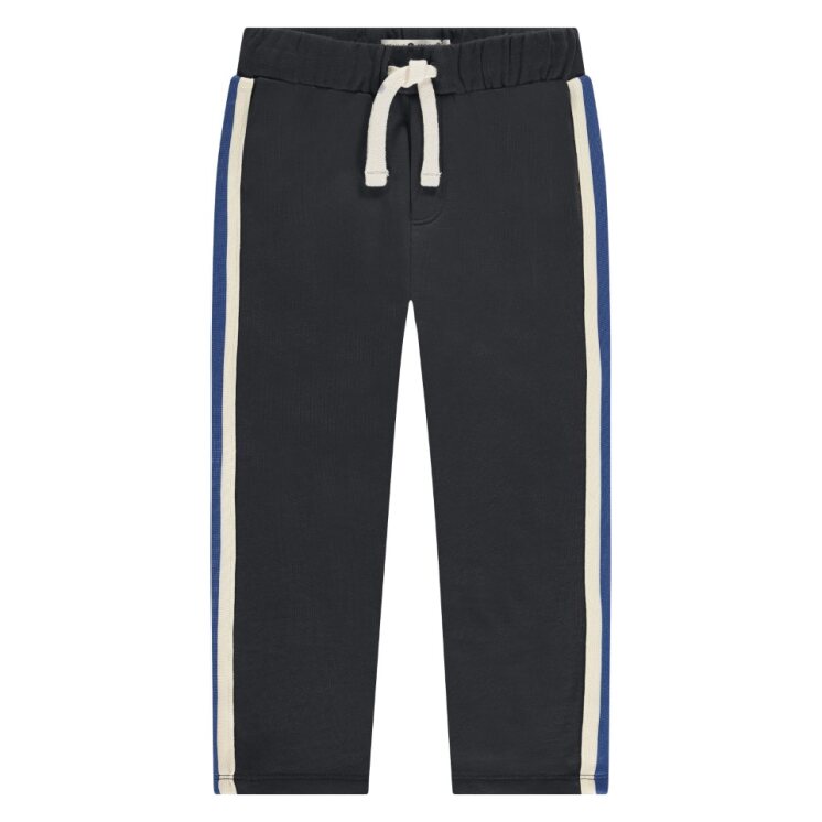 antra gray jogger pants with blue and white stripes on a white background