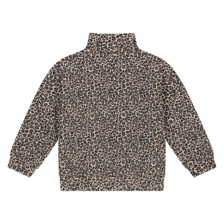 back of Leopard print long-sleeve top on a white background