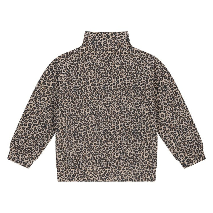 back of Leopard print long-sleeve top on a white background