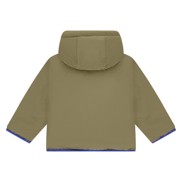 back view of the reversible side: Green hooded jacket on a white background