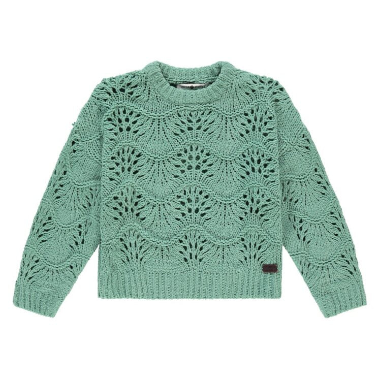 Mint Green knitted sweater with a detailed pattern on a white background