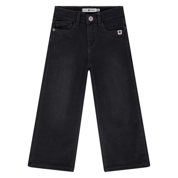 Dark Grey wide-leg jeans on a white background