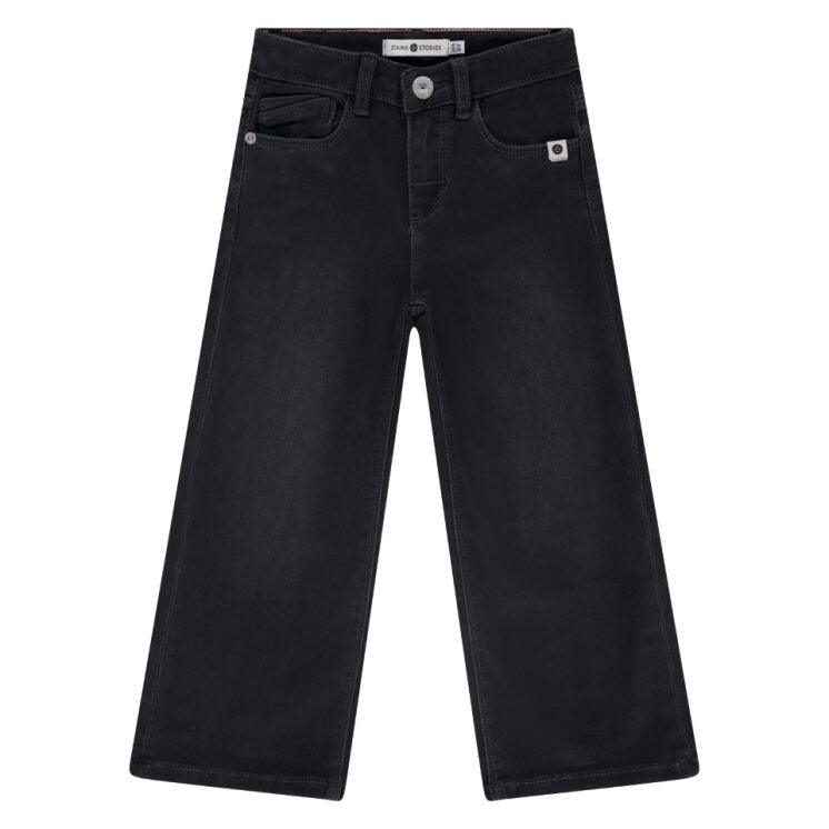 Dark Grey wide-leg jeans on a white background