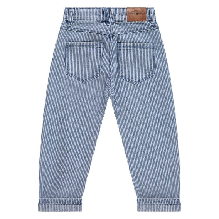 Blue striped jeans on a white background