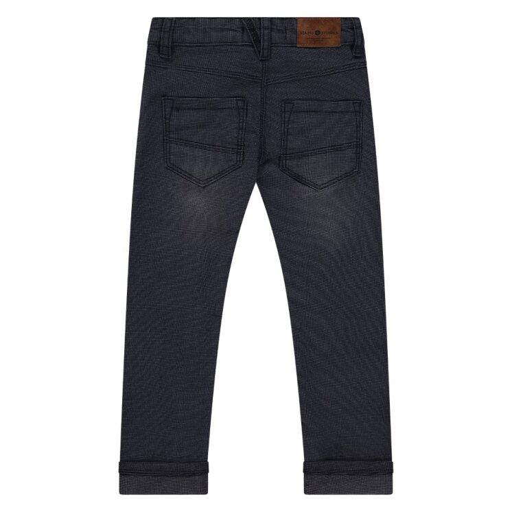 Back of dark blue jeans on a white background