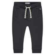 Dark gray jogger pants with a drawstring on a white background