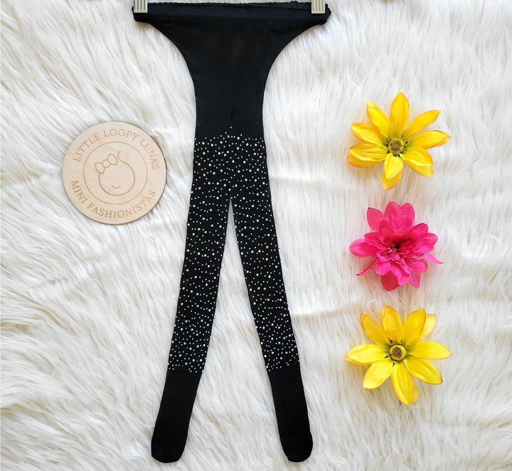 Tights | Bling Rhinestone Girls Tights | Little Loopy Lunas - The Ridge Kids