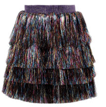 girls skirt, tiers of shimmer tinsel for the skirt. elastic waist band. 