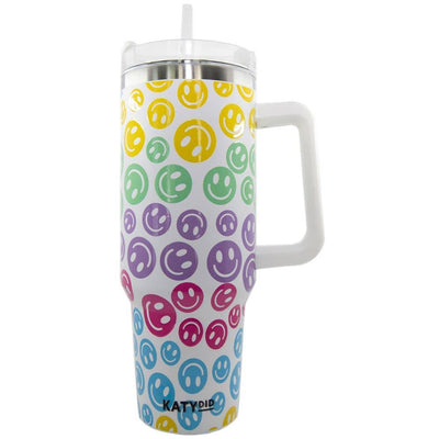 Tumbler | Pastel Happy Face Tumbler with Handle | Katydid - The Ridge Kids