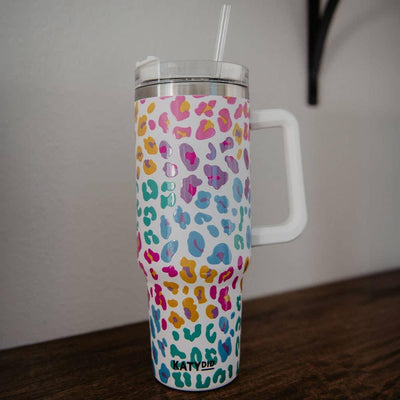 Tumbler | Pastel Leopard Tumbler Cup with Handle | Katydid - The Ridge Kids