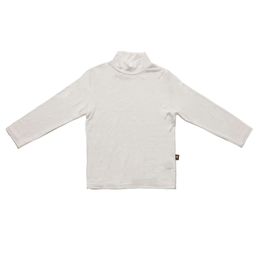 white cotton turtleneck, long sleeve