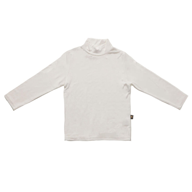 white cotton turtleneck, long sleeve