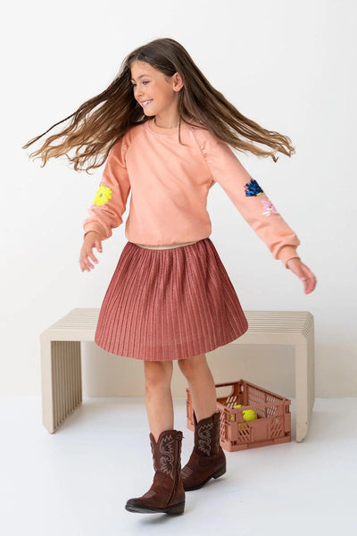 Tween Bottoms | Ginger Metallic Plisse Skirt| Like Flo - The Ridge Kids