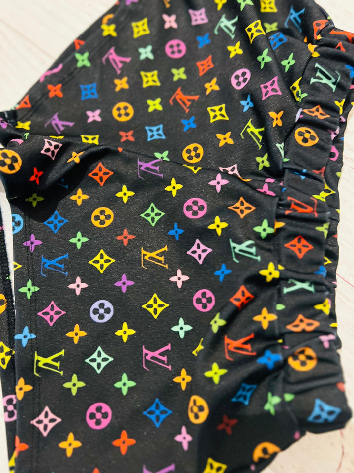 Tween Bottoms | LV Inspired Black Shorts | Les Tout Petits - The Ridge Kids