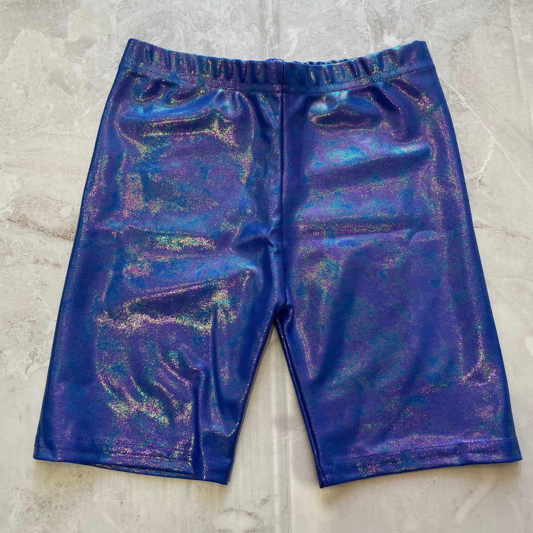 Tween Bottoms | Metallic Biker Shorts- Electric Blue | Dori Creations - The Ridge Kids