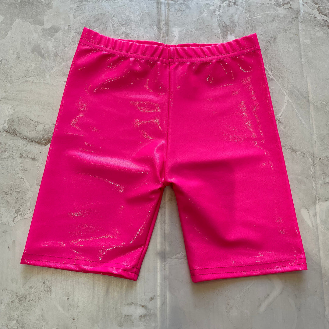 Tween Bottoms | Metallic Biker Shorts- Neon Pink | Dori Creations - The Ridge Kids