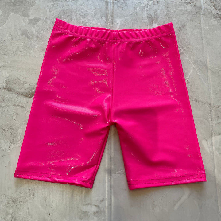 Tween Bottoms | Metallic Biker Shorts- Neon Pink | Dori Creations - The Ridge Kids