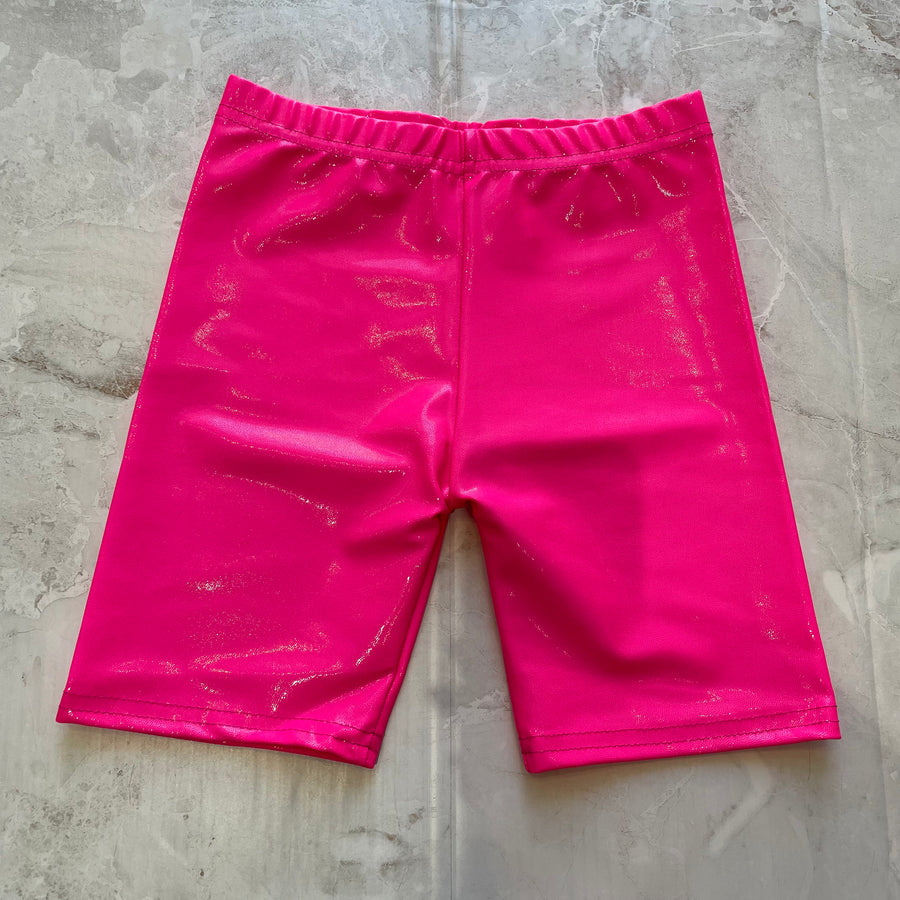 Tween Bottoms | Metallic Biker Shorts- Neon Pink | Dori Creations - The Ridge Kids