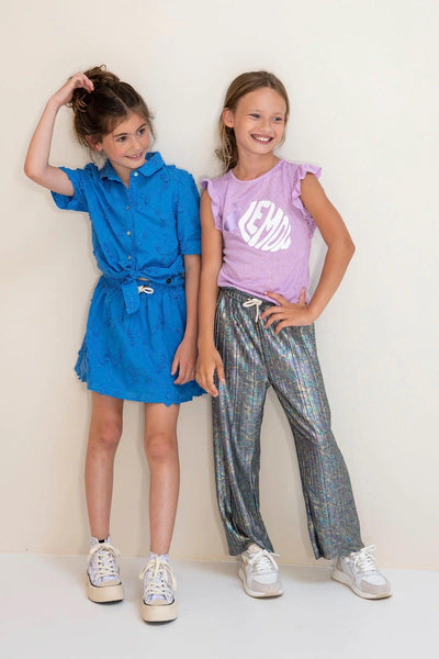 Tween Bottoms | Silver Metallic Plisse Pants | Like Flo - The Ridge Kids