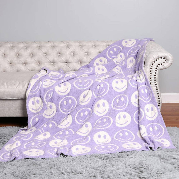 Tween Decor | Happy Face Patterned Throw Blanket - assorted | Fashion City - The Ridge Kids