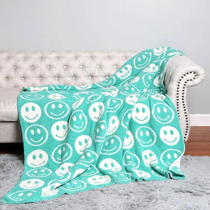 Tween Decor | Happy Face Patterned Throw Blanket - assorted | Fashion City - The Ridge Kids