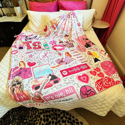 Tween Decor | Plush Minky Blanket: Taylor Swift Inspired - Pink | - The Ridge Kids