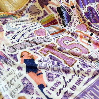 Tween Decor | Plush Minky Blanket: Taylor Swift Inspired -Purple | - The Ridge Kids