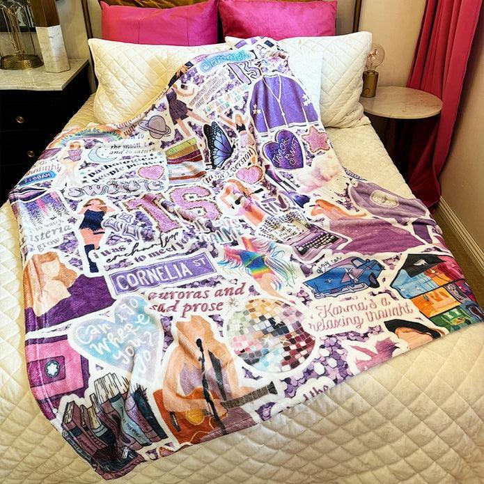 Tween Decor | Plush Minky Blanket: Taylor Swift Inspired -Purple | - The Ridge Kids
