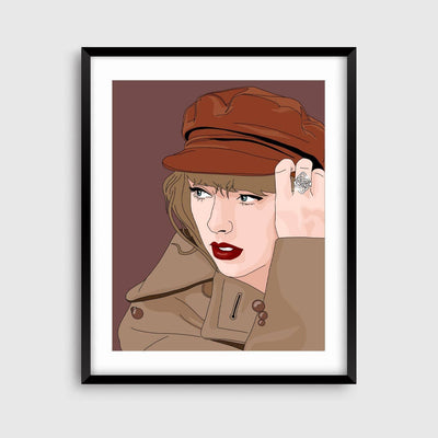 Tween Decor |Taylor Swift Red Portrait Fine Art Print | Sammy Gorin - The Ridge Kids