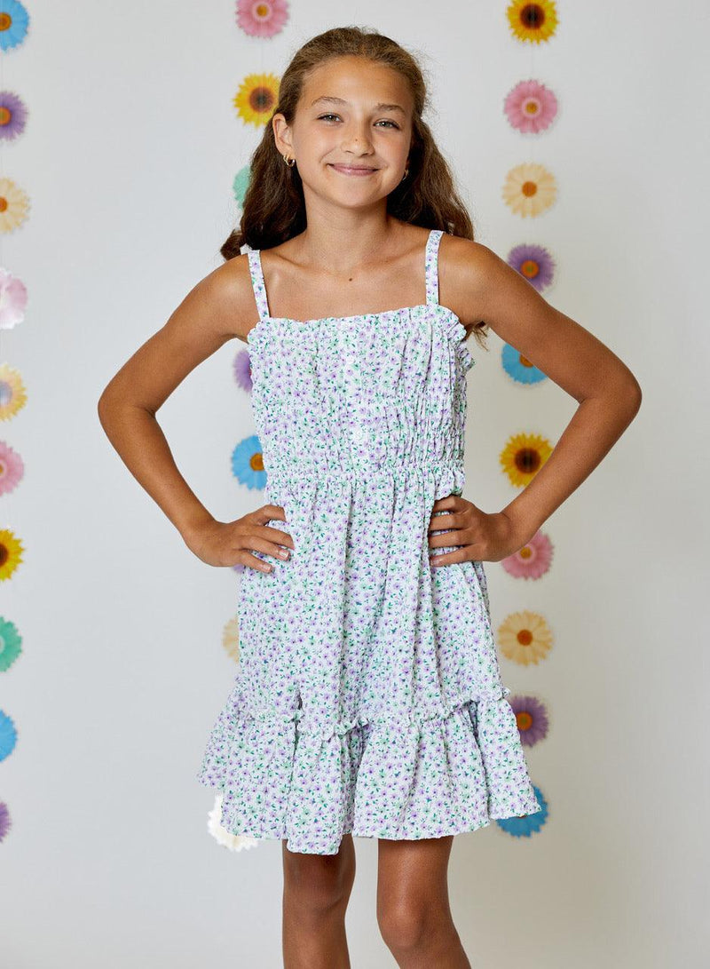 Tween Dresses | Girls Floral Purple Print Sleeveless Dress| Design History - The Ridge Kids