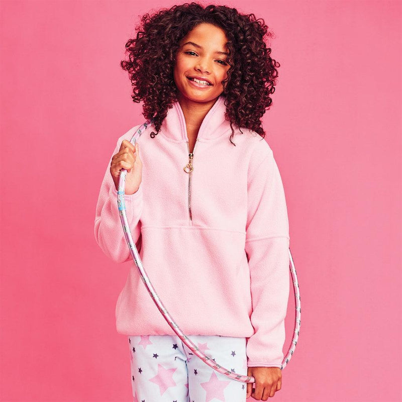 Tween Sweaters |Pink Half Zip Fleece Pullover | Iscream - The Ridge Kids