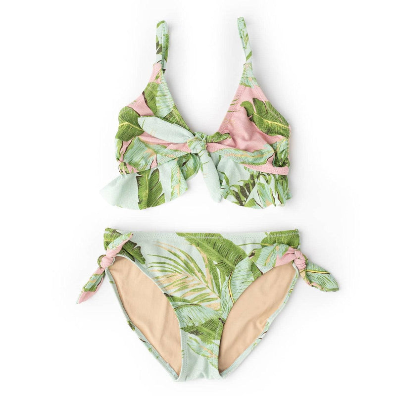 Tween Swimwear | Ruffle Bikini: Shimmer Cabana Palms | Shade critters - The Ridge Kids