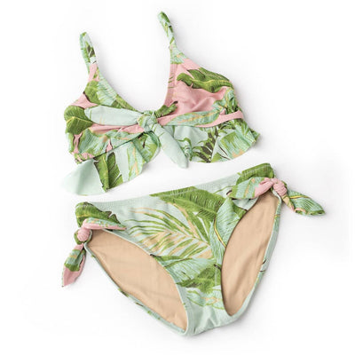 Tween Swimwear | Ruffle Bikini: Shimmer Cabana Palms | Shade critters - The Ridge Kids