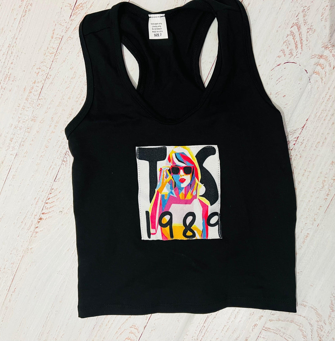Tween Tops | Taylor Swift Inspired Racerback Black Tank | 1989 Collection - The Ridge Kids