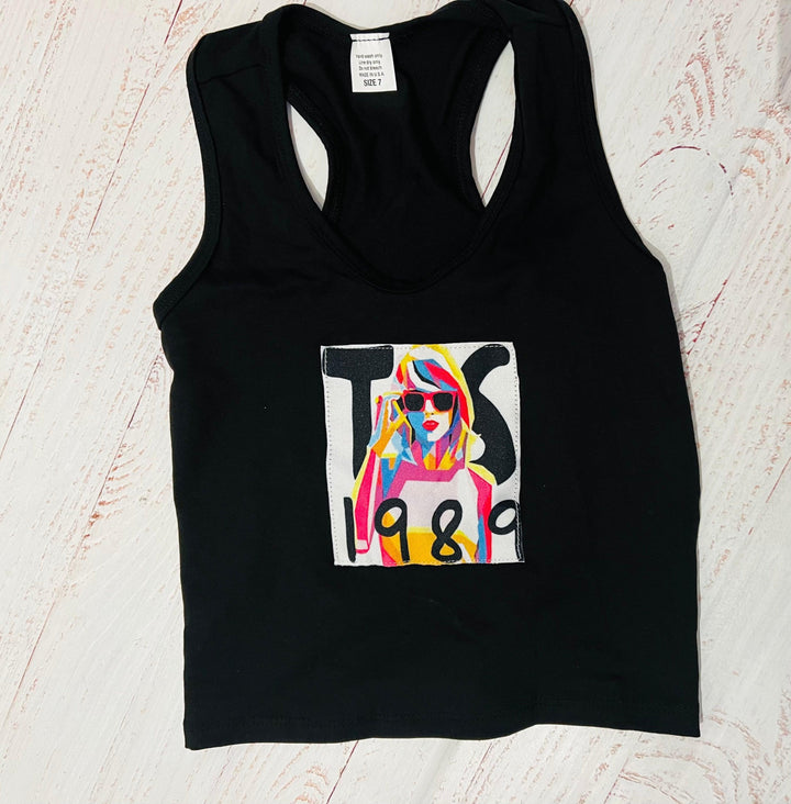 Tween Tops | Taylor Swift Inspired Racerback Black Tank | 1989 Collection - The Ridge Kids