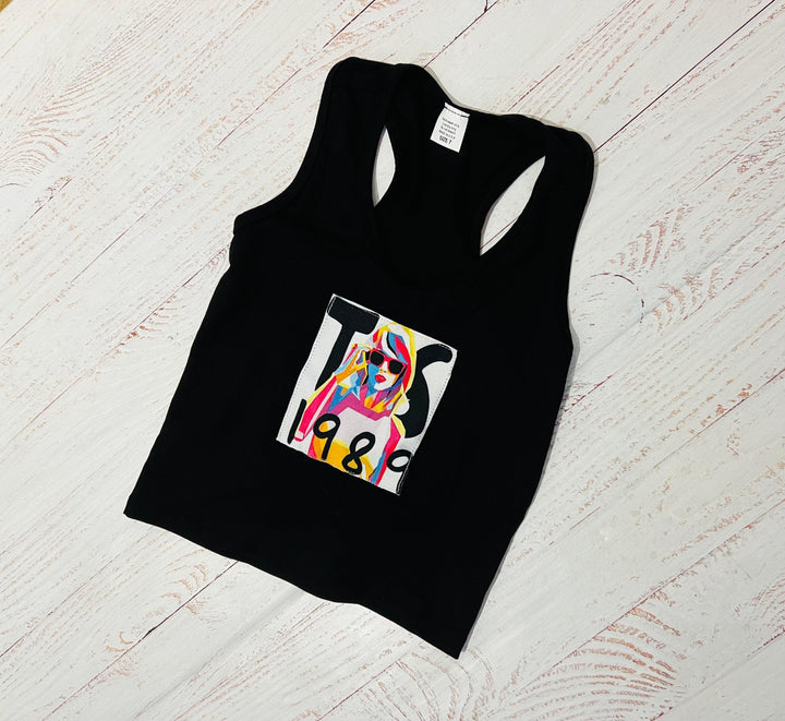 Tween Tops | Taylor Swift Inspired Racerback Black Tank | 1989 Collection - The Ridge Kids