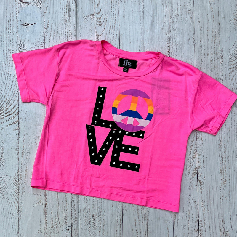 Tween Tops | Tee: LOVE- Neon Pink | Flowers by Zoe - The Ridge Kids