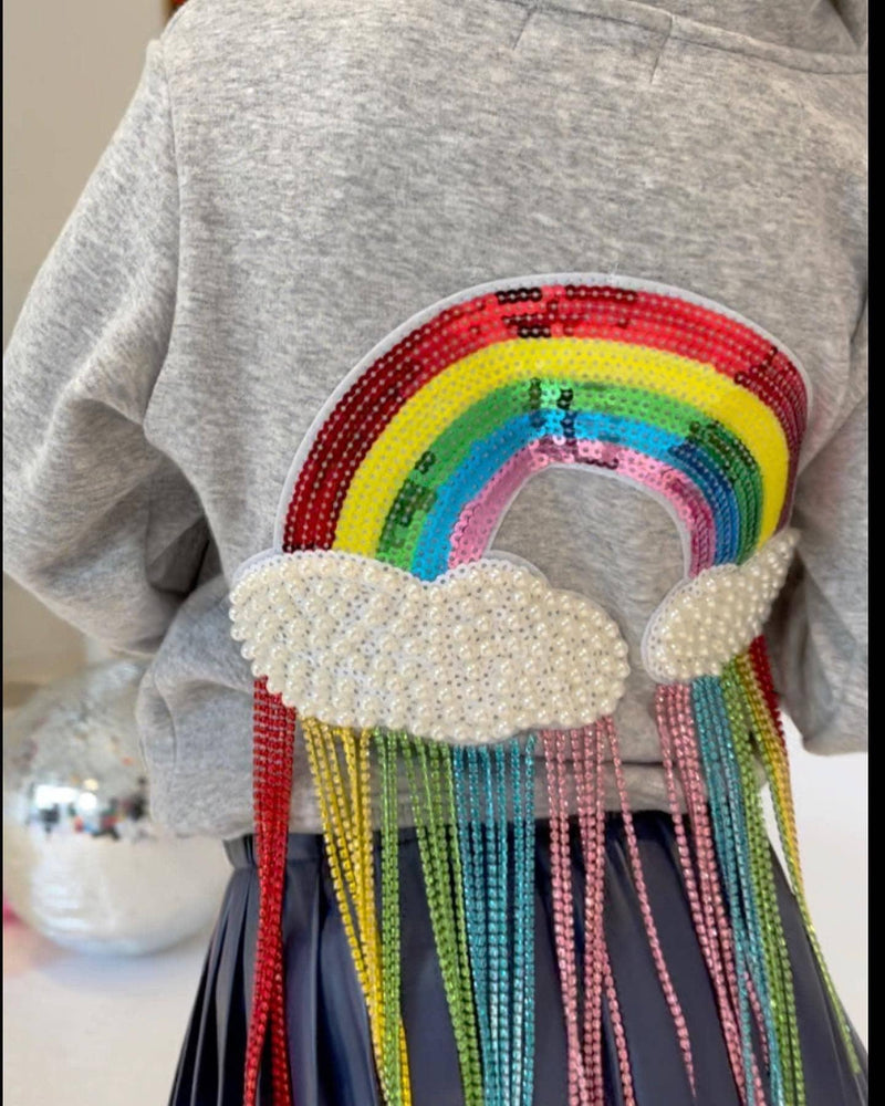 Tween/Adult Sweatshirt | Crystal Rainbow Rain Hoodie | Lola and the Boys - The Ridge Kids