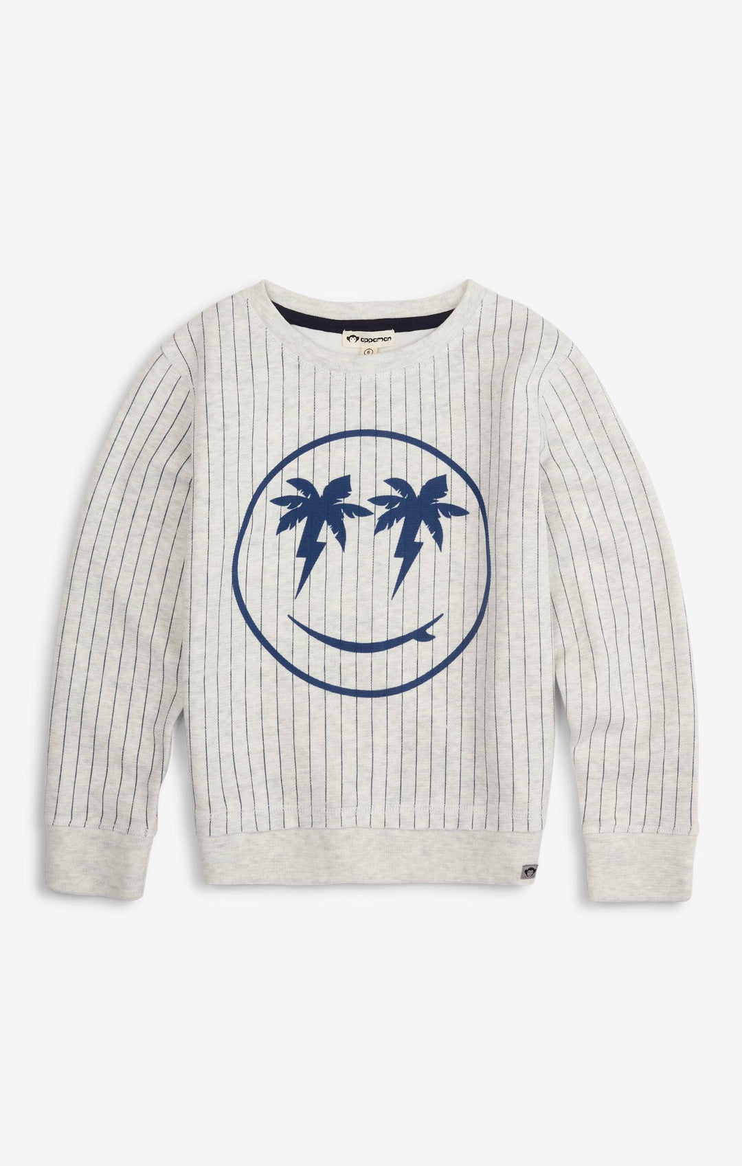 Grey Striped Sweatshirt with Smiley Face from Appaman.