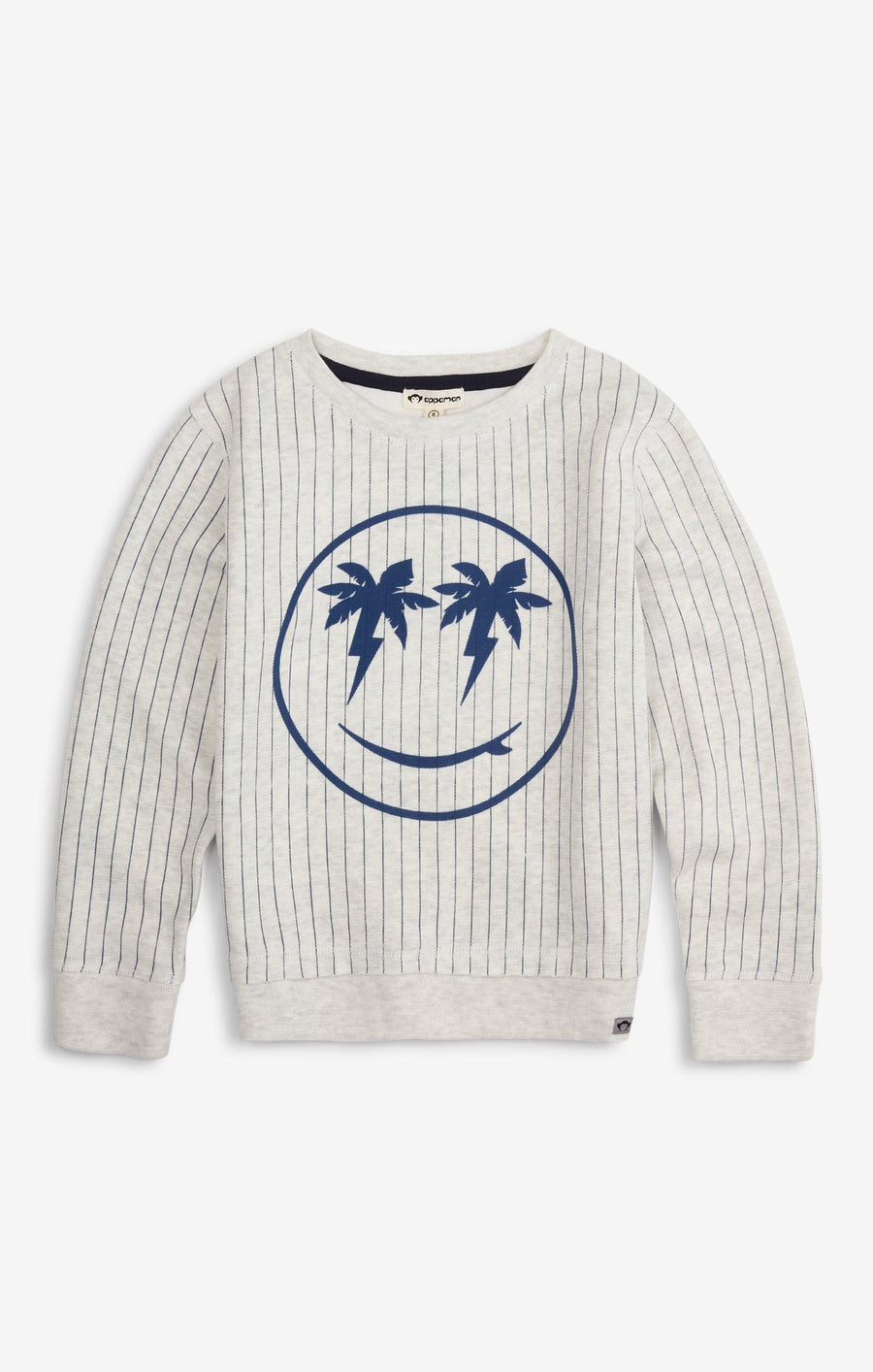 Grey Striped Sweatshirt with Smiley Face from Appaman.