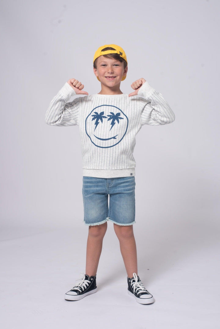 Grey Striped Sweatshirt with Smiley Face from Appaman.