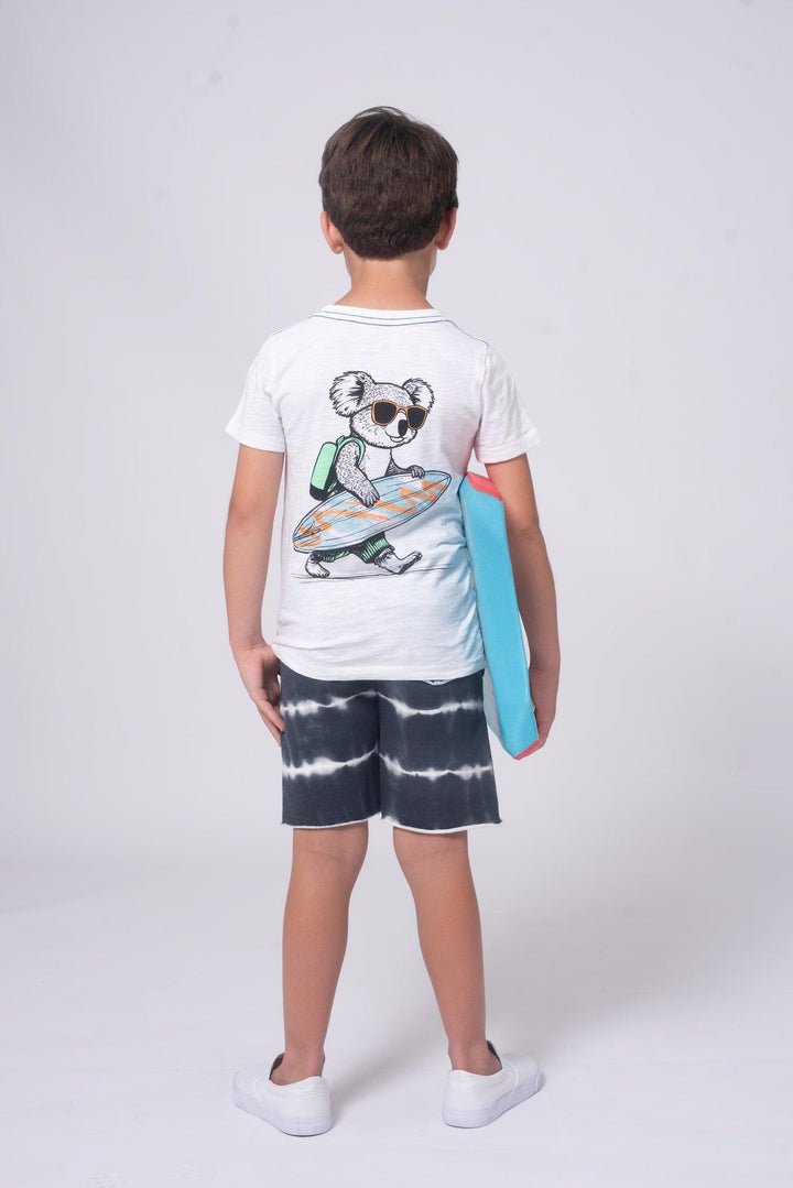 White Crew Neck Tee with Koala on Surfboard graphic from Appaman.