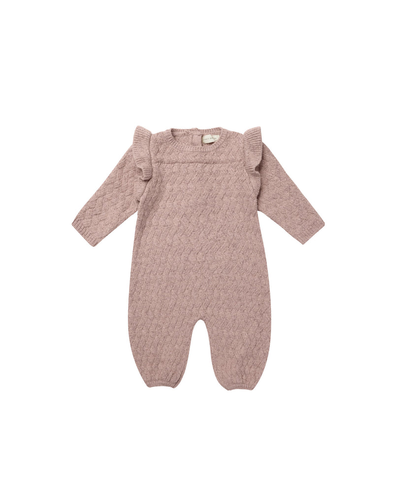 Baby Romper | Long Sleeve Mira Knit Romper in Mauve | Quincy Mae