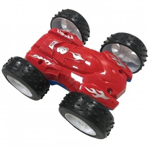 flip car, red car with 4 big tires 