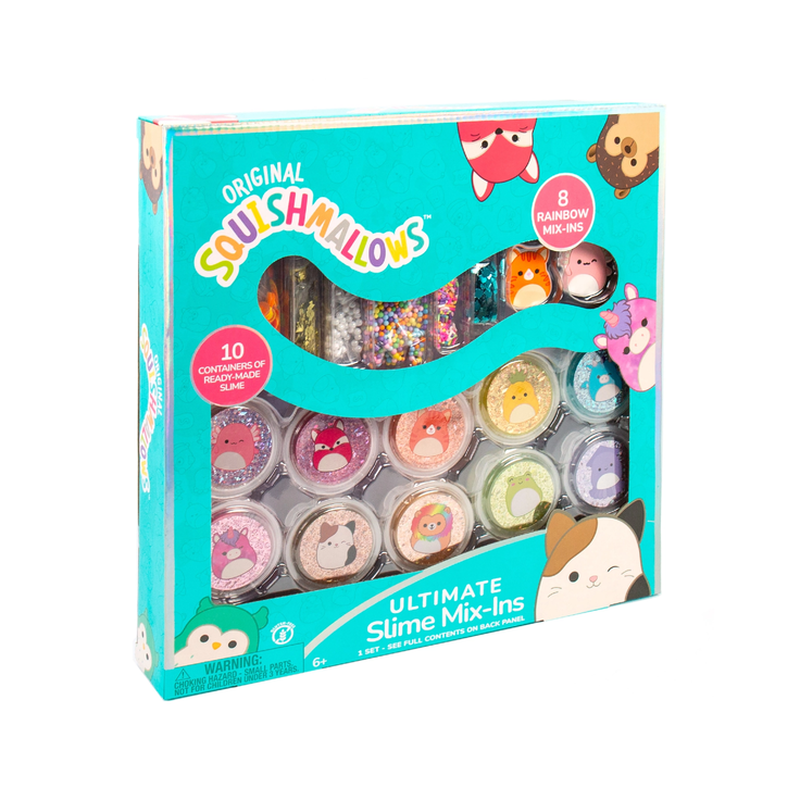 another picture of the all of the slimes in their packaging. 