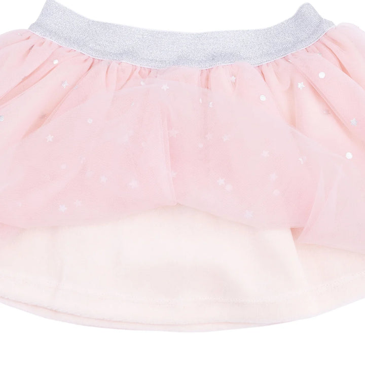 Pink tutu skirt with gray waistband on a white background